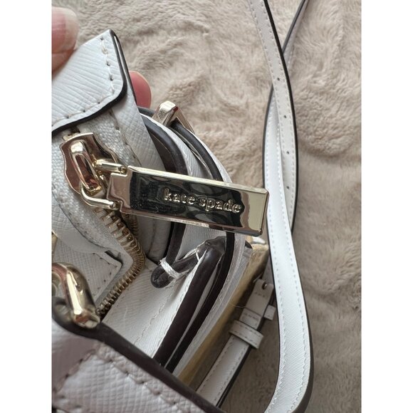 Kate Spade New York Wicker & White Leather Small Satchel Crossbody Bag - Picture 9 of 14